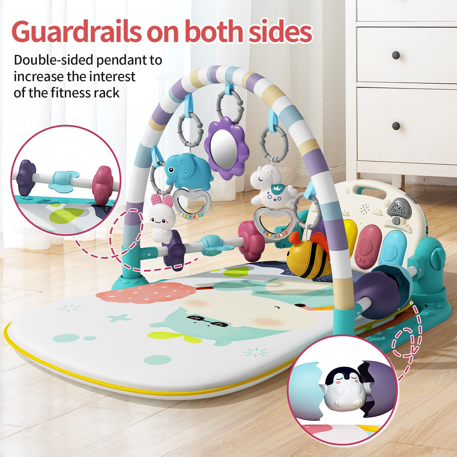 Jovow Baby Gym soft cotton fabric, gentle on baby's skin