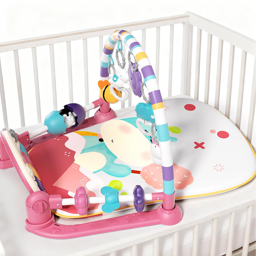 Jovow Baby Gym tummy time setup supports visual tracking and movement