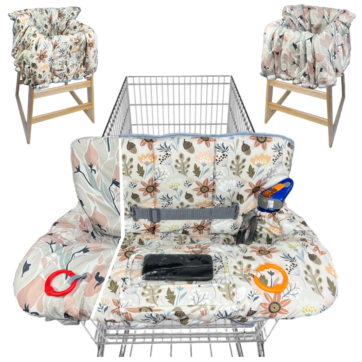 JOWEY double-sided cart cover in ivory for versatile use in shopping and dining