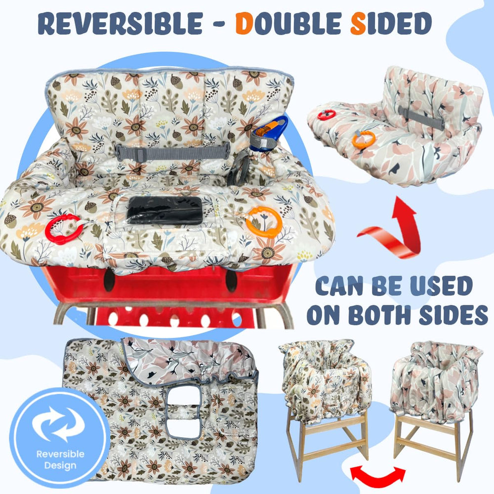 JOWEY waterproof cart cover in ivory protects surfaces during meals and shopping
