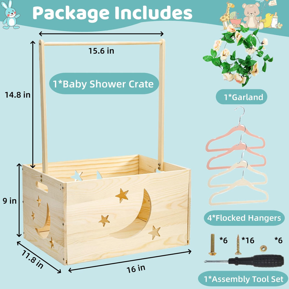 Jowgut crate handle and garland setup adds charm to nursery storage.