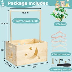 Jowgut crate handle and garland setup adds charm to nursery storage.