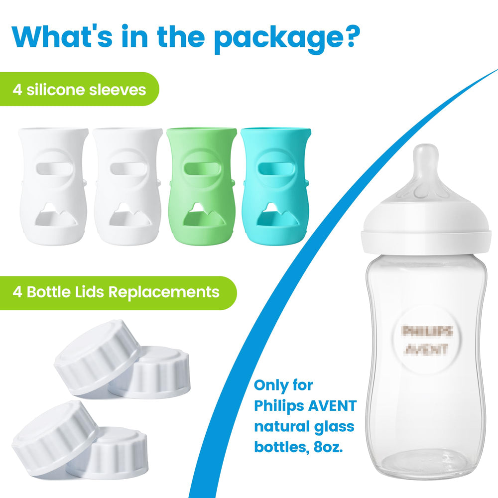 Joxodak blue sleeve on Avent 8oz bottle for quick identification and grip