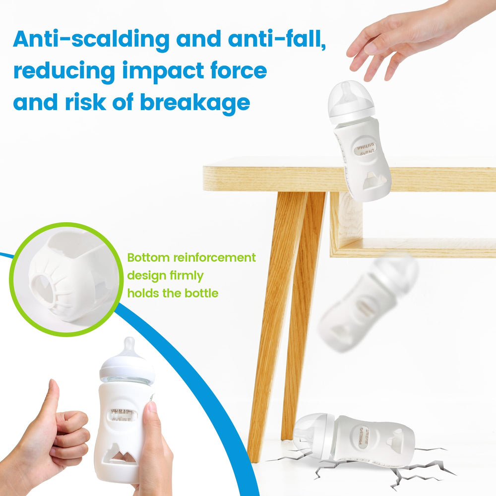 Joxodak green sleeve on Avent 8oz bottle provides comfortable hold