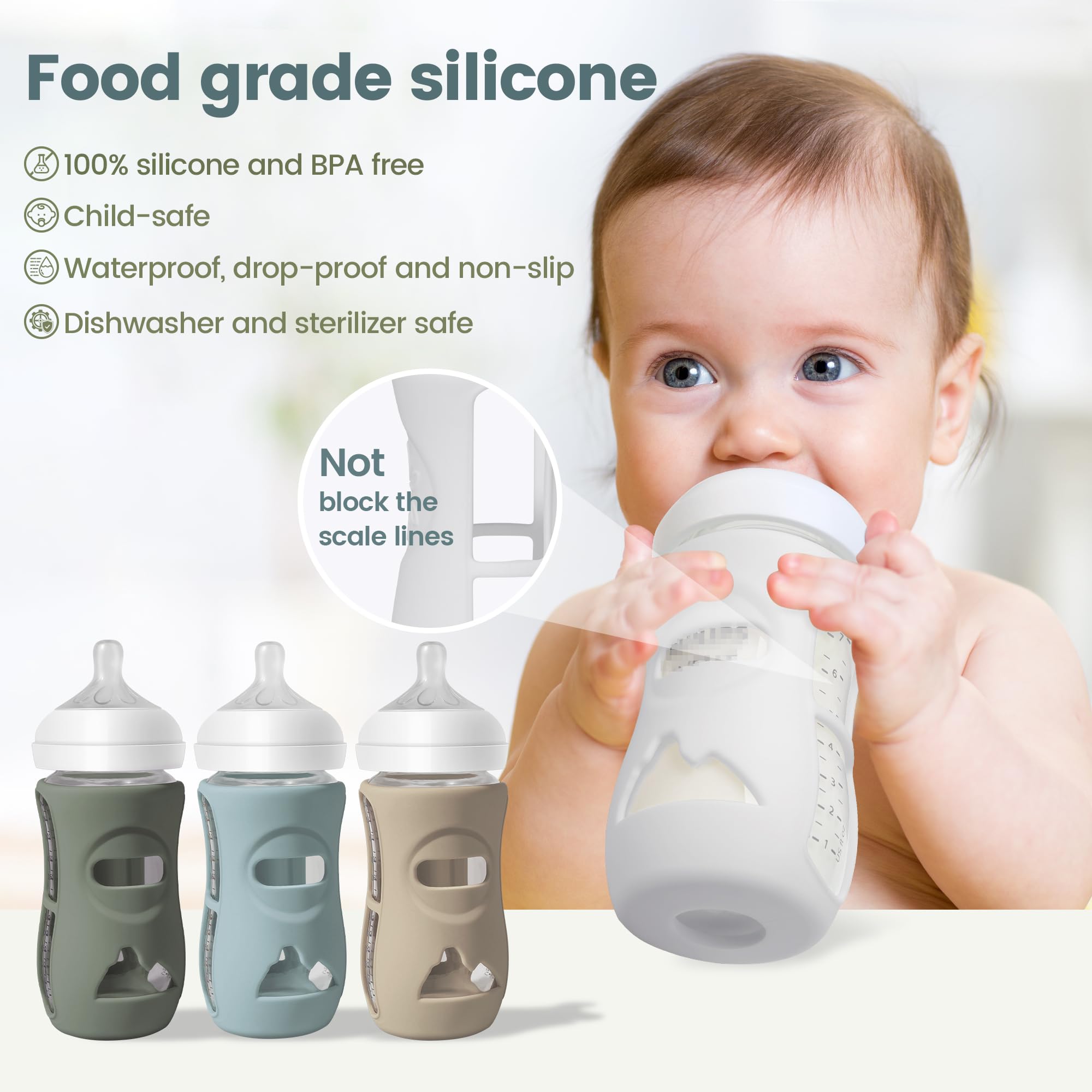 Joxodak dark green sleeve fits Philips Avent 8 oz bottle for easy holding
