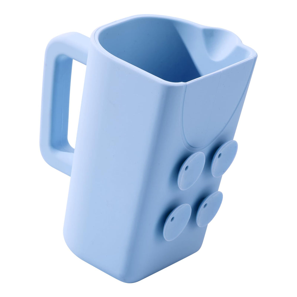 JOY ANAN baby bath rinse cup close up showing soft silicone for tear free rinsing.