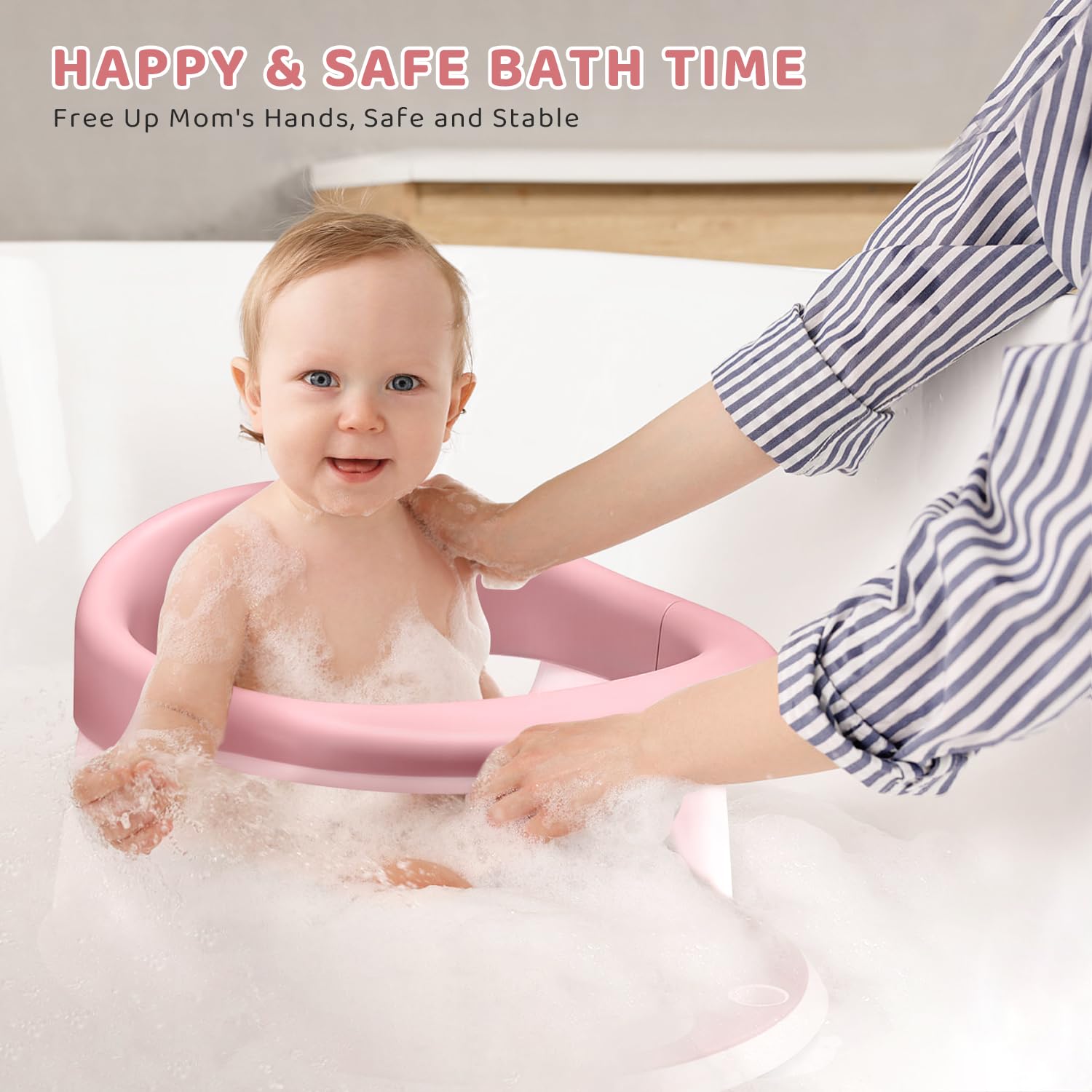 JOY ANAN bath seat with four suction cups prevents sliding.