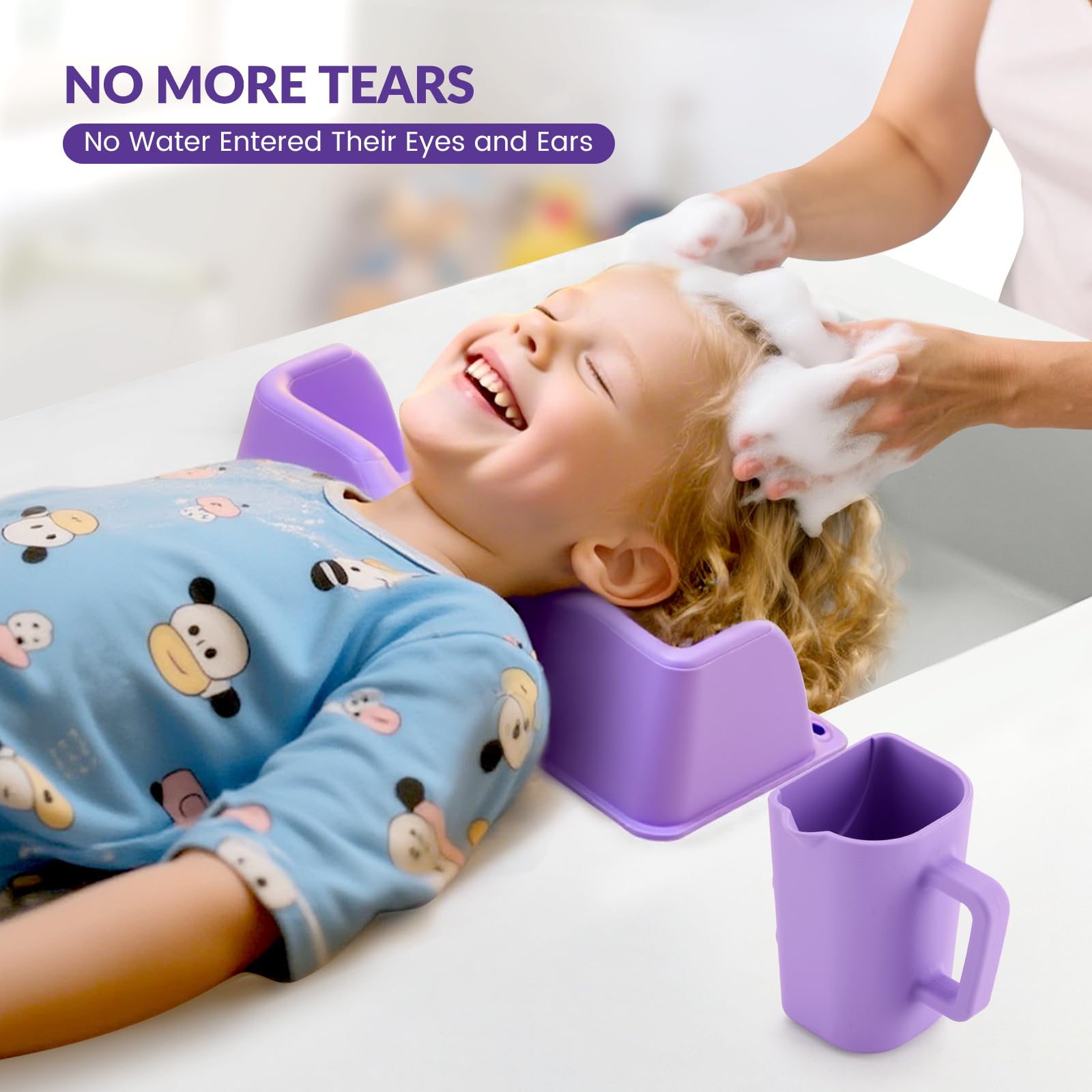 Joy Anan portable-silicone-hair-bowl-tear-free bath time for kids makes washing easier.