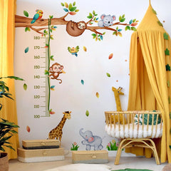Joyartu giraffe and monkeys height chart sheet highlights growth milestones in a playful jungle scene.