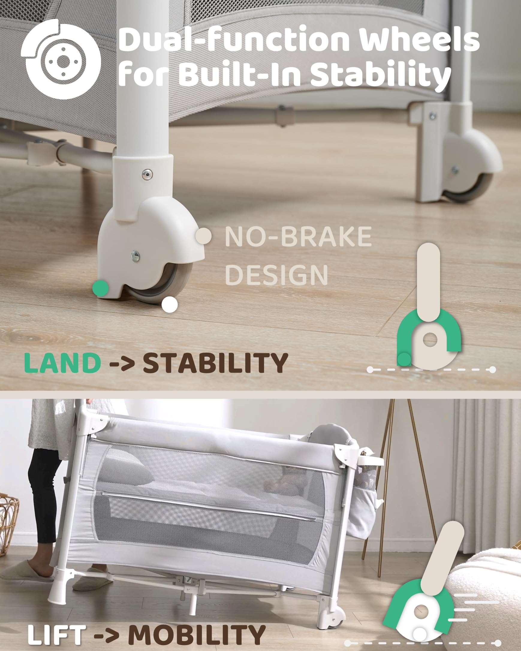 Joybai baby playard mode showcasing spacious play area for exploration.