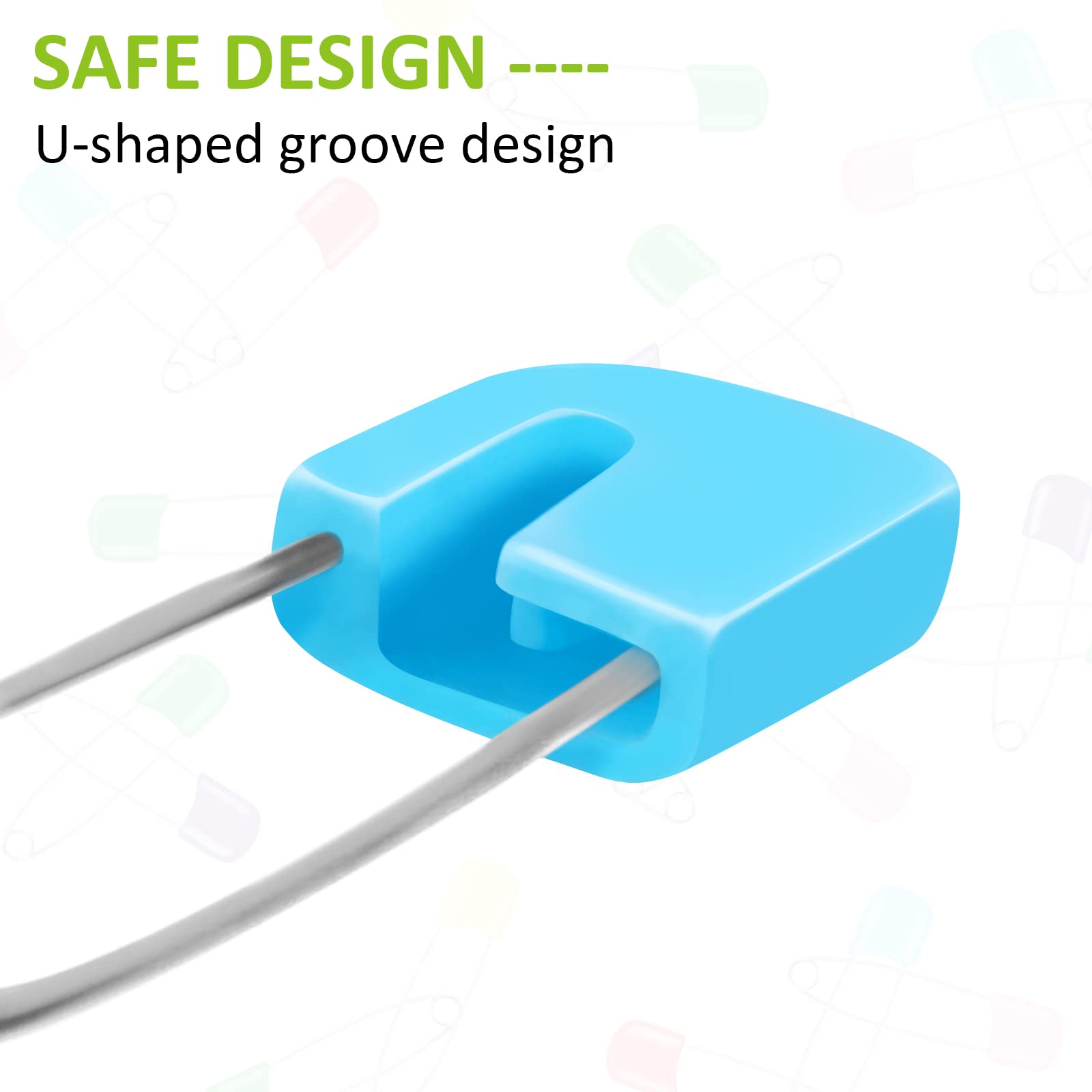 Joyberg safety lock keeps diaper pins securely closed during use.