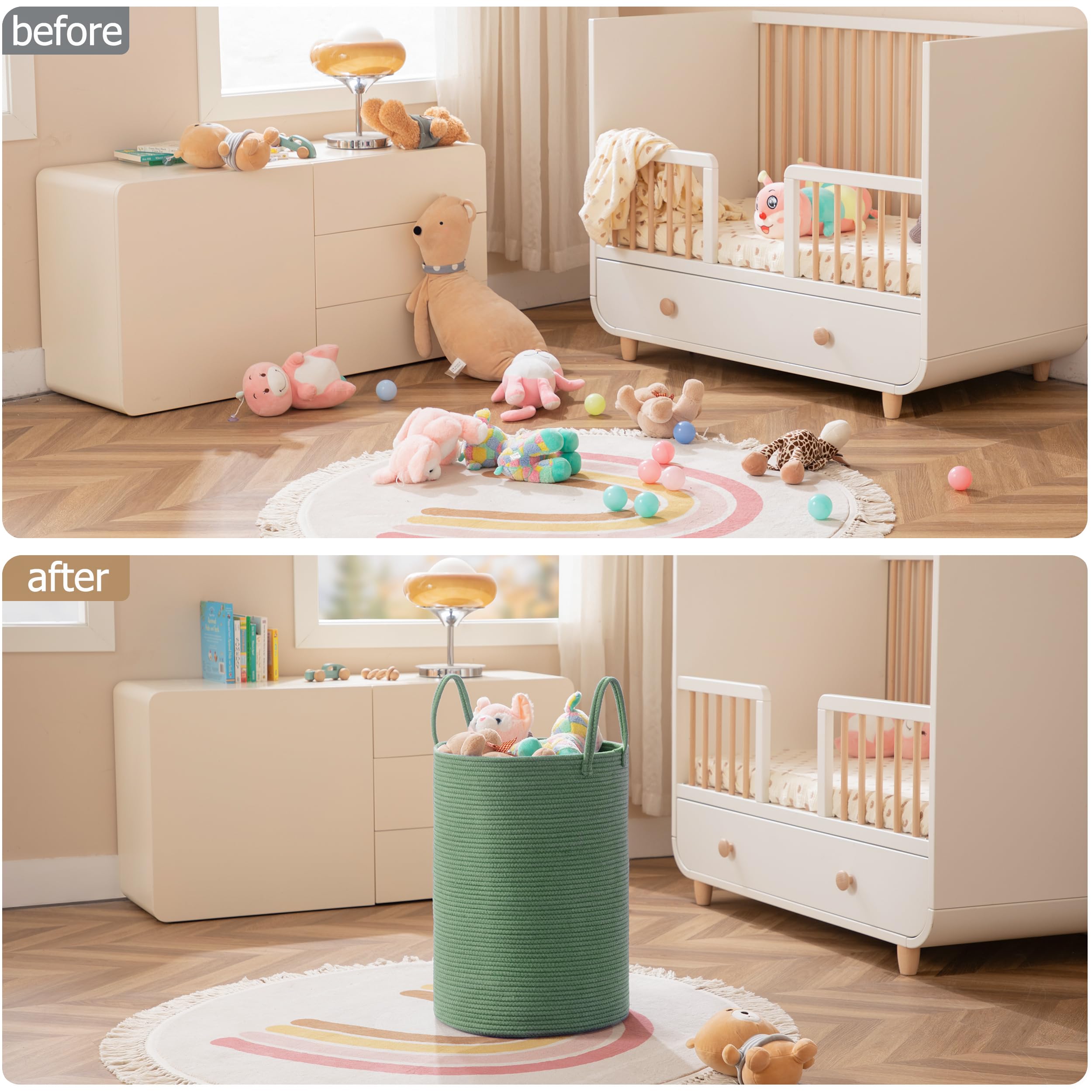 Joybest laundry basket folds-flat-storage demonstrates convenient flat storage