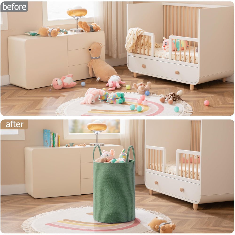 Joybest laundry basket folds-flat-storage demonstrates convenient flat storage