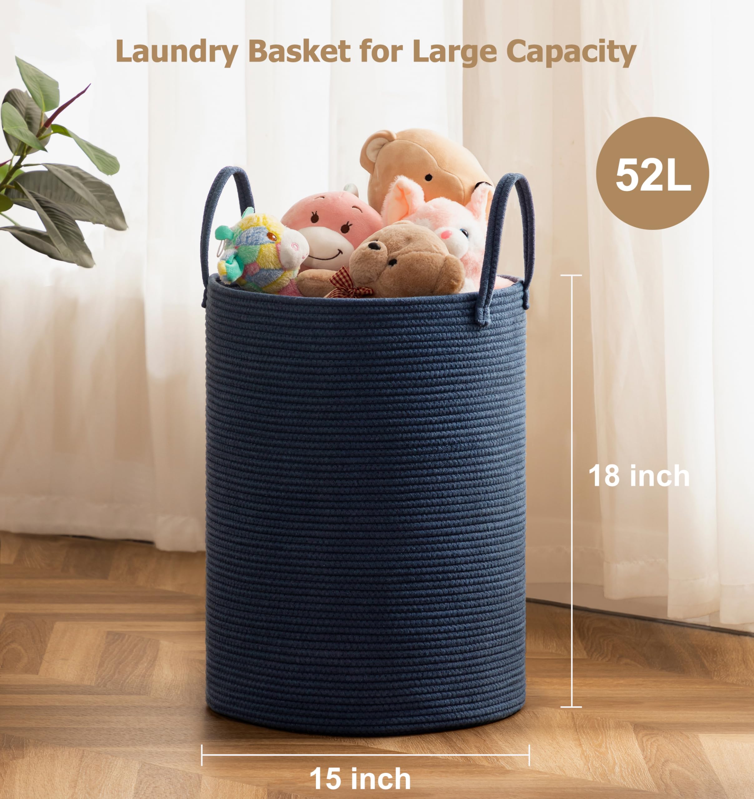 Joybest woven hamper with soft edges, safe for babies and pets.