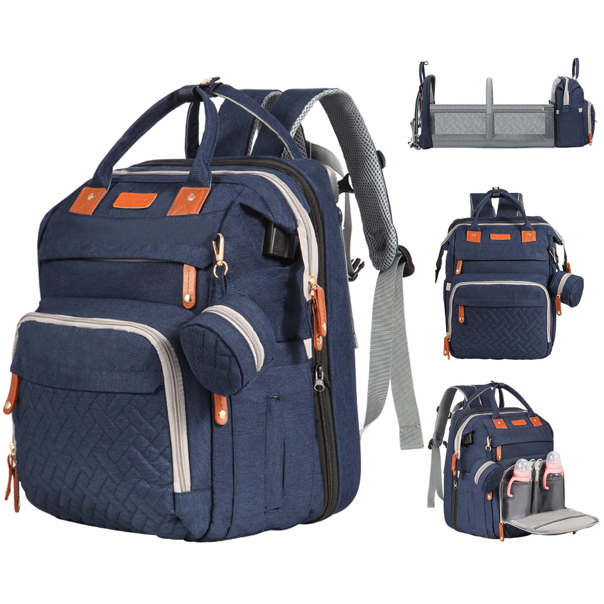 JOYCE diaper bag backpack with built in changing station for on the go diaper changes
