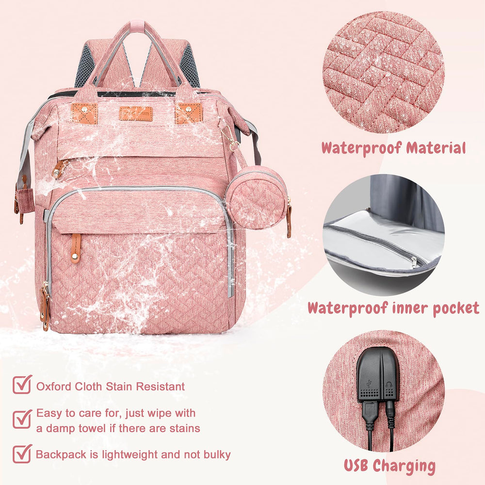JOYCE diaper bag offers 19 pockets for organized baby essentials.