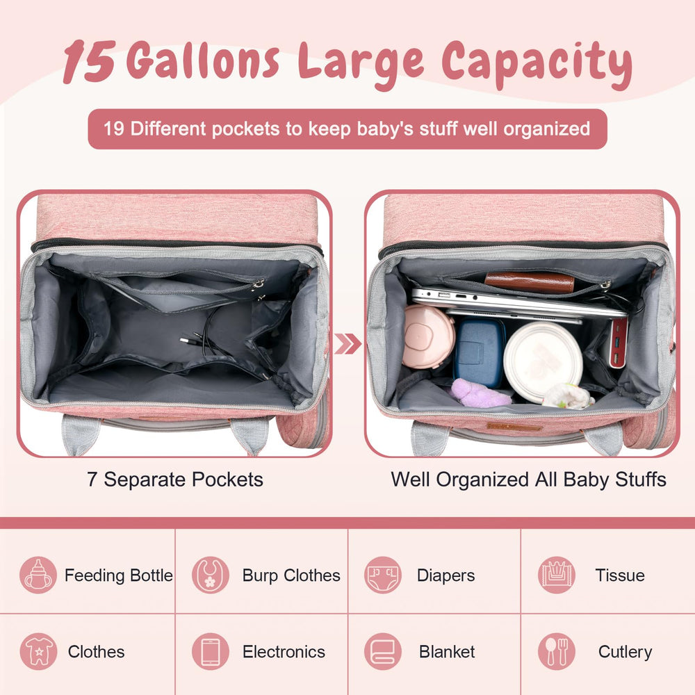 JOYCE diaper bag uses blackout cloth pocket for privacy and easy access.