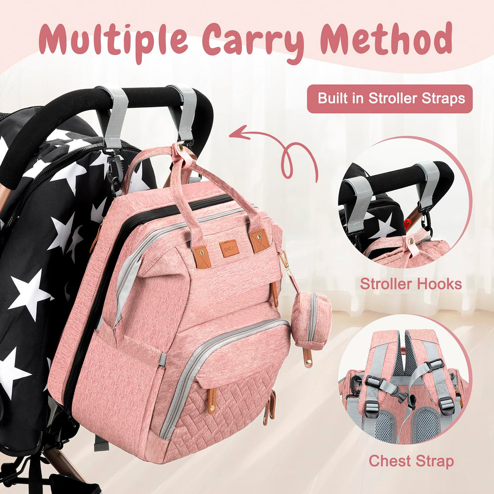 JOYCE diaper bag's detachable changing table converts into spacious storage.