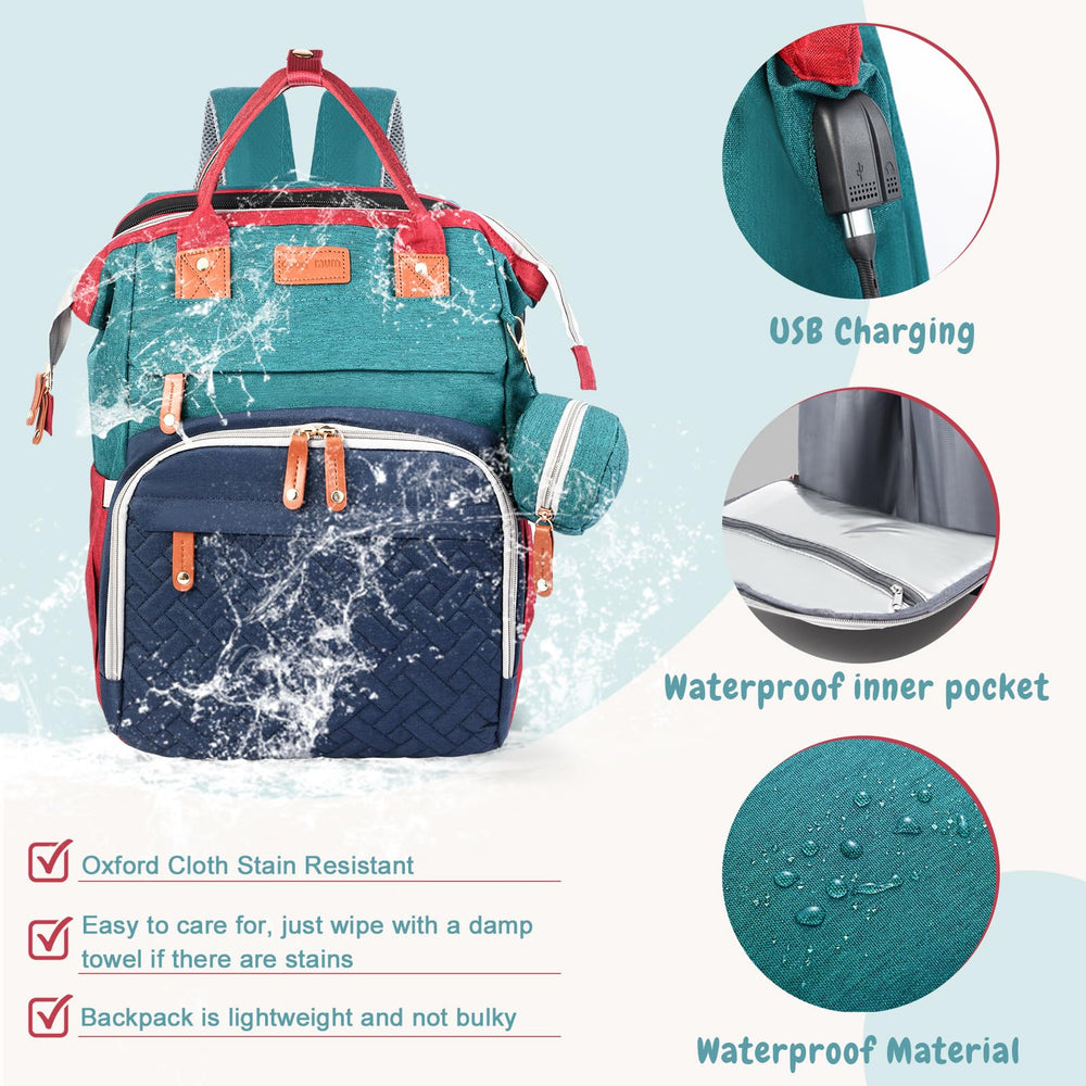 JOYCE diaper bag removable changing table for flexible storage as baby grows.