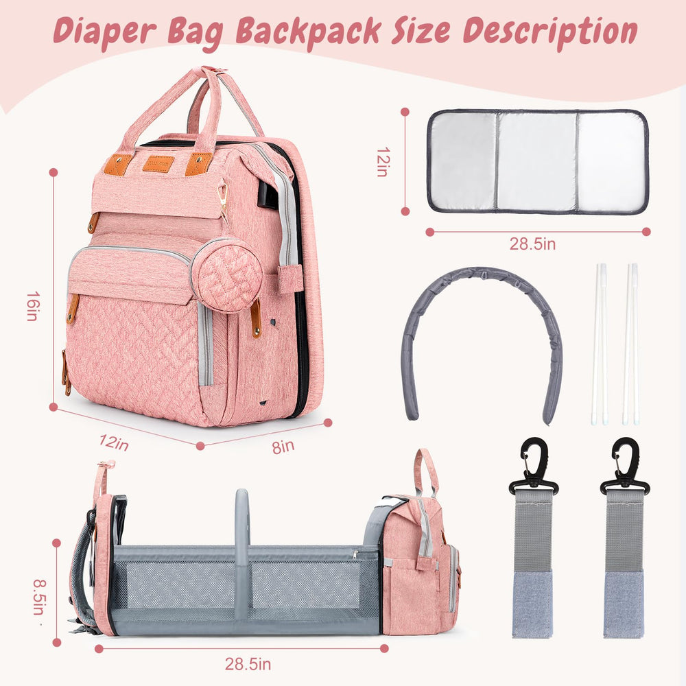 JOYCE diaper bag features stroller buckle straps for secure attachment on walks.