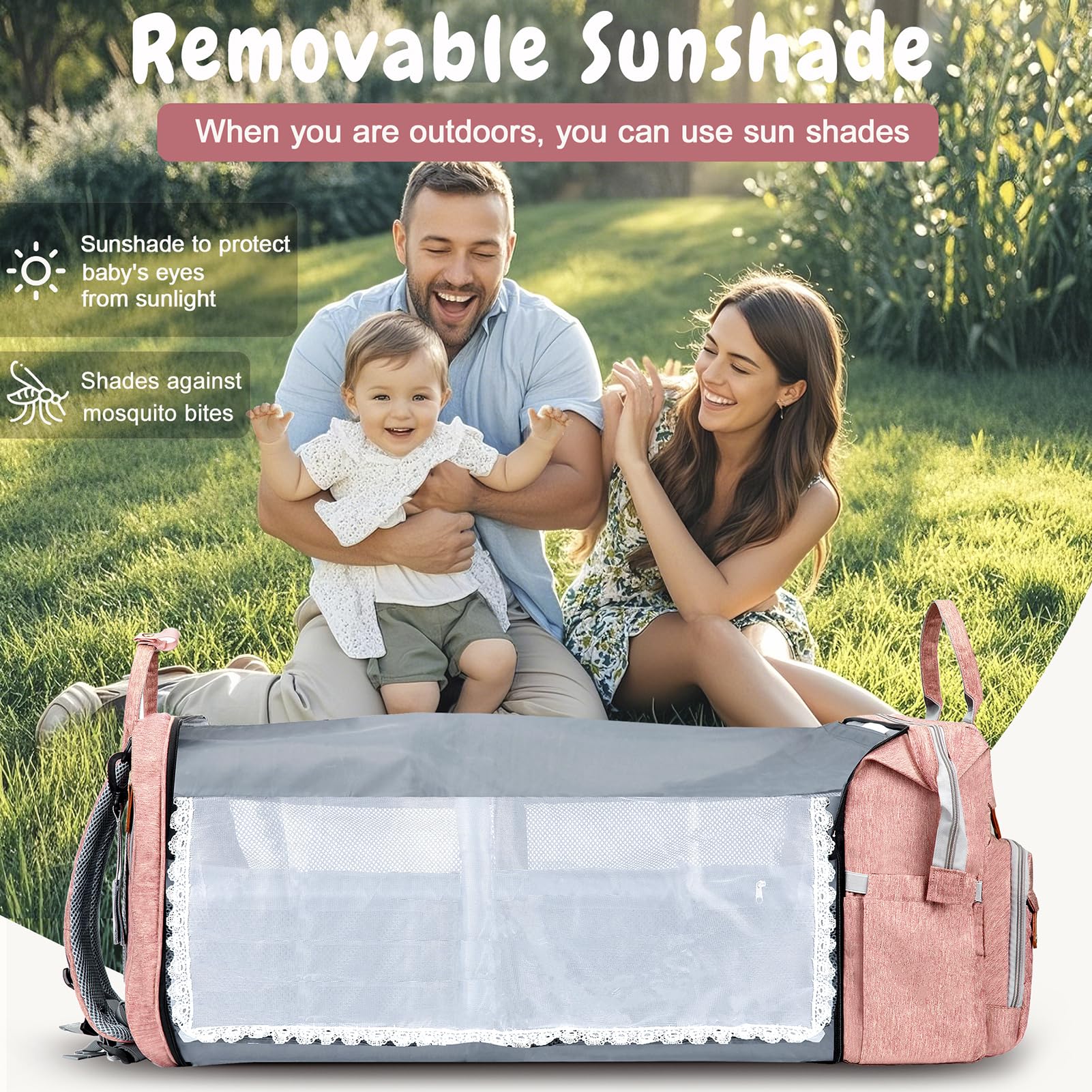 JOYCE diaper bag has a USB charging port for on-the-go power.