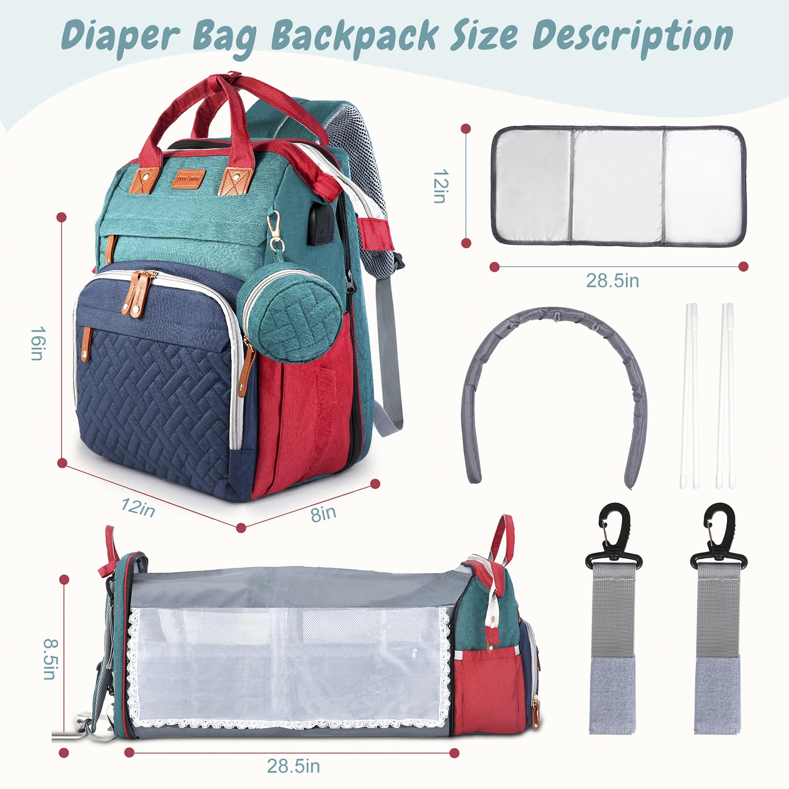 JOYCE diaper bag waterproof compartment for separating wet or stained clothing.
