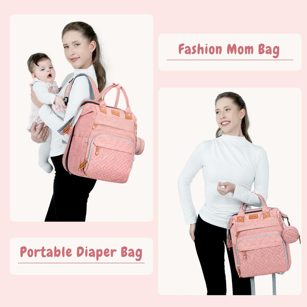 JOYCE diaper bag is made from waterproof fabric that cleans easily.