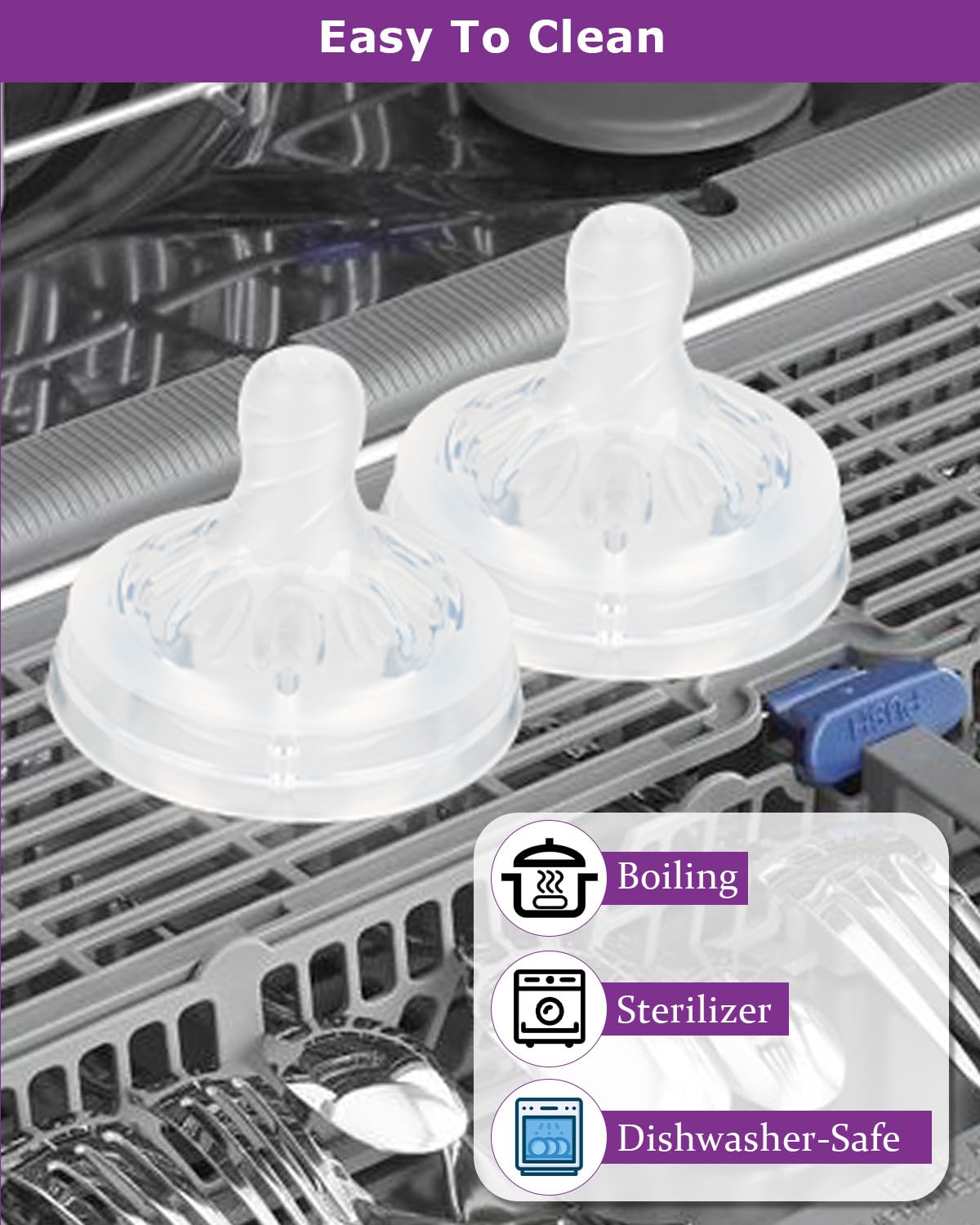 Joyfeed nipple disassembly facilitates quick cleaning