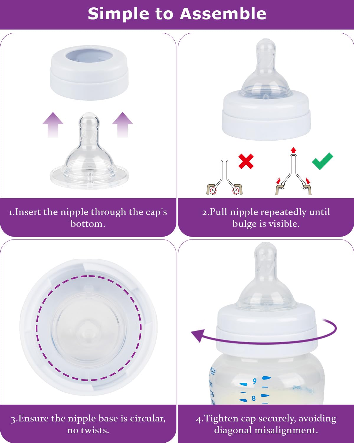 Joyfeed easy-clean nipple design enables quick disassembly and cleaning