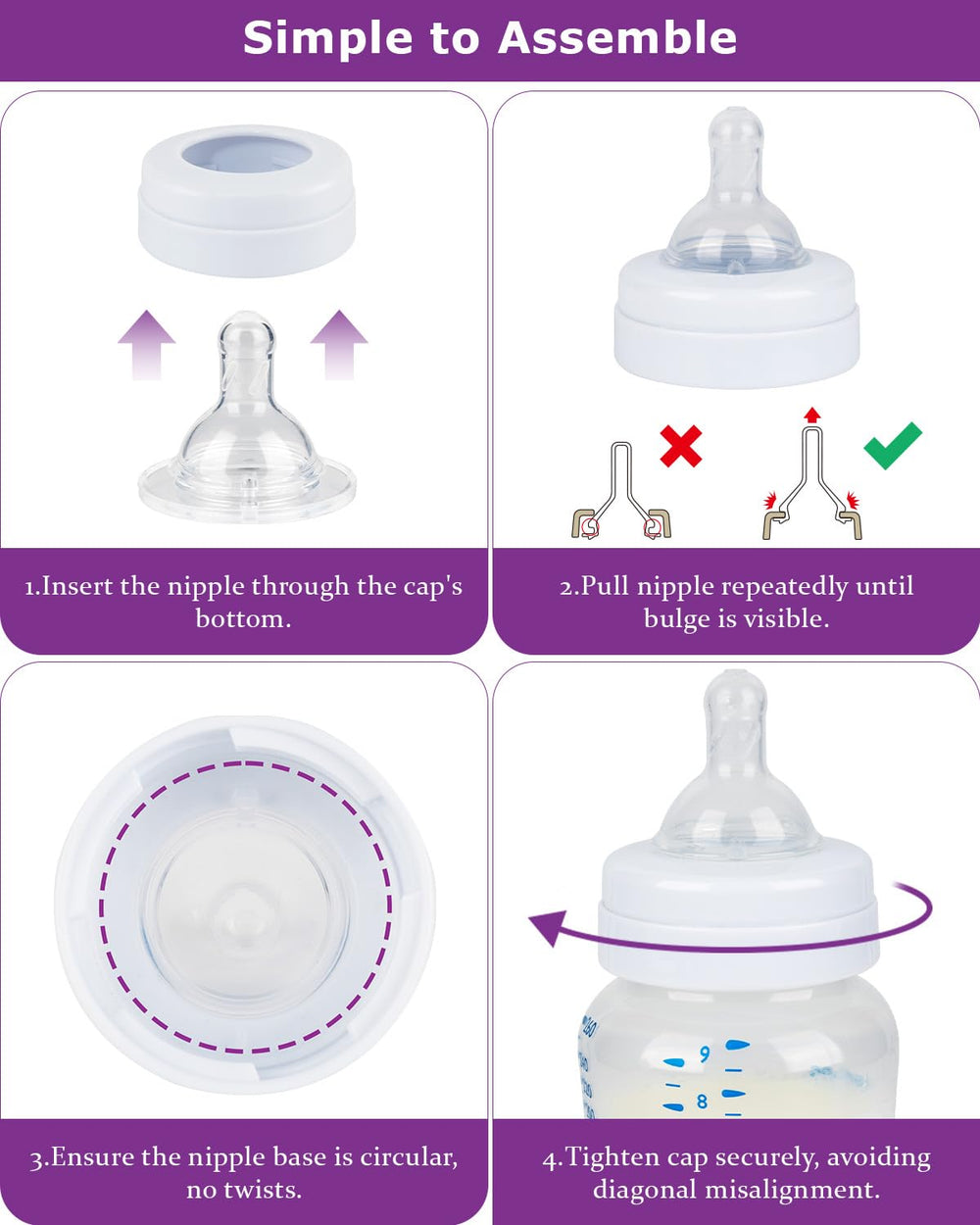 Joyfeed easy-clean nipple design enables quick disassembly and cleaning