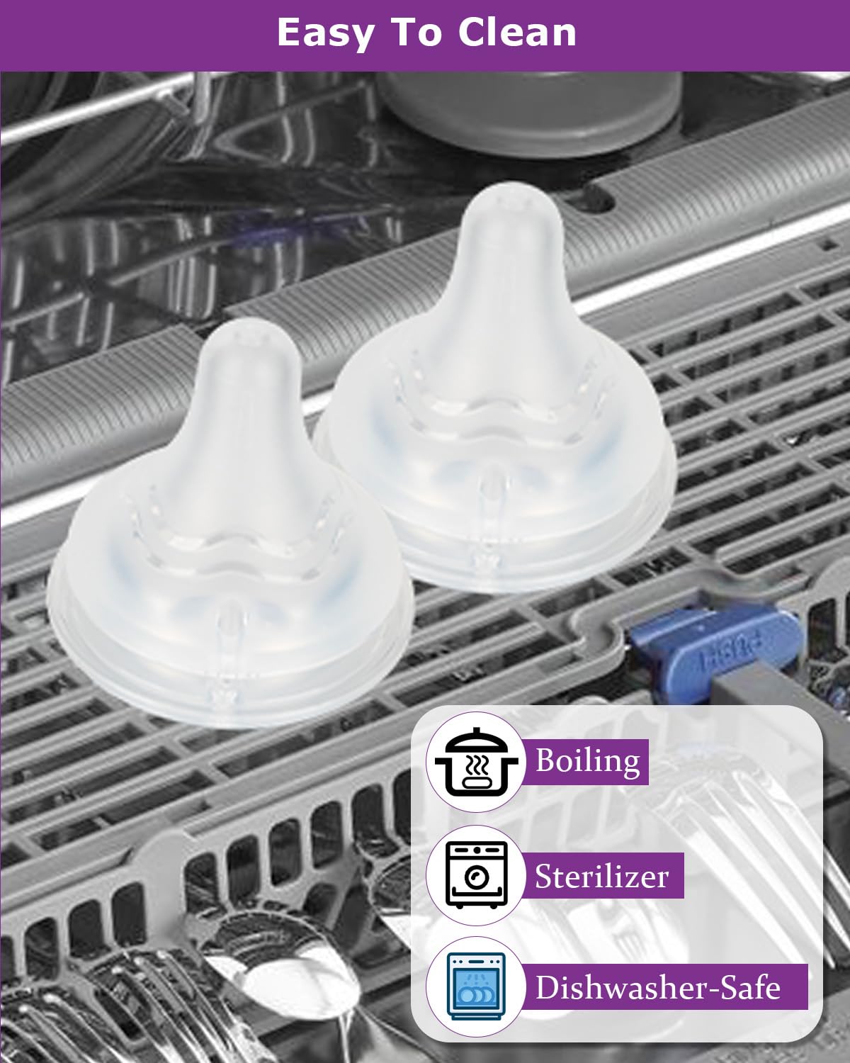 Joyfeed breast-like design mirrors natural latch for Pigeon bottles.