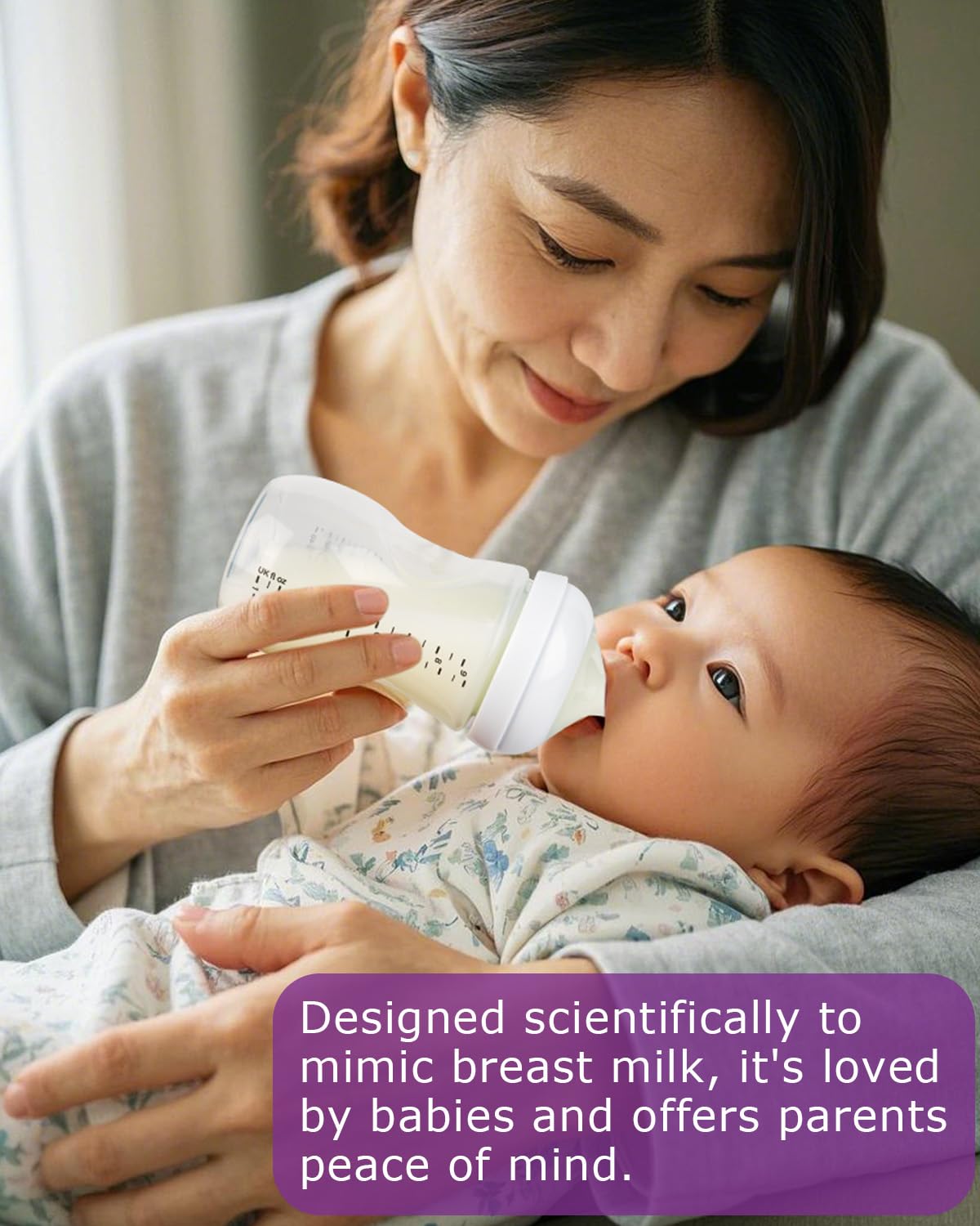 Joyfeed silicone nipple with breast-like design promotes natural latch