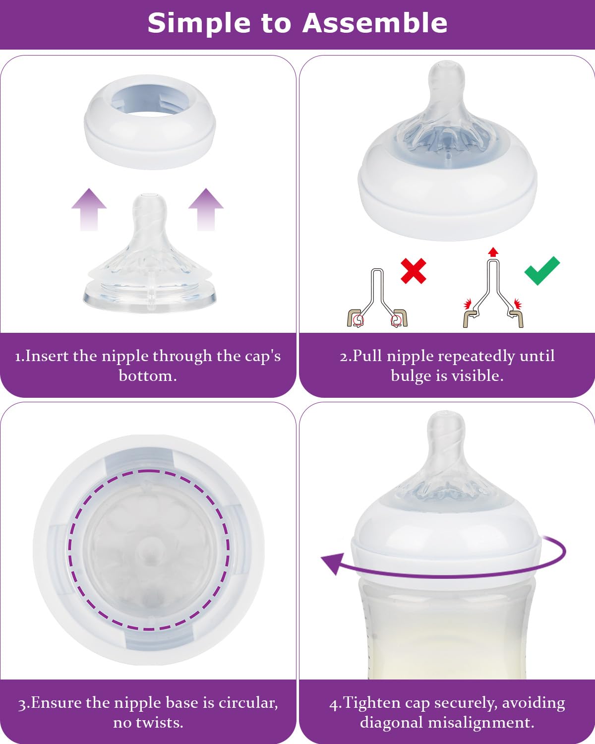 Joyfeed nipple disassembles easily for cleaning and compatibility