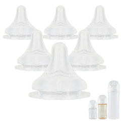 Joyfeed silicone nipple for Pigeon bottle with five flow rates for growing babies.