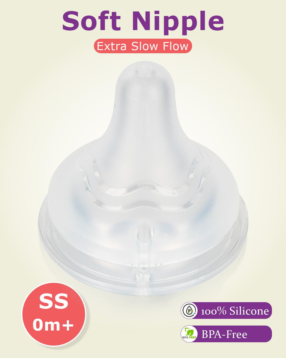 Joyfeed nipple with Slow flow for 1M+ infants promotes comfortable feeding.