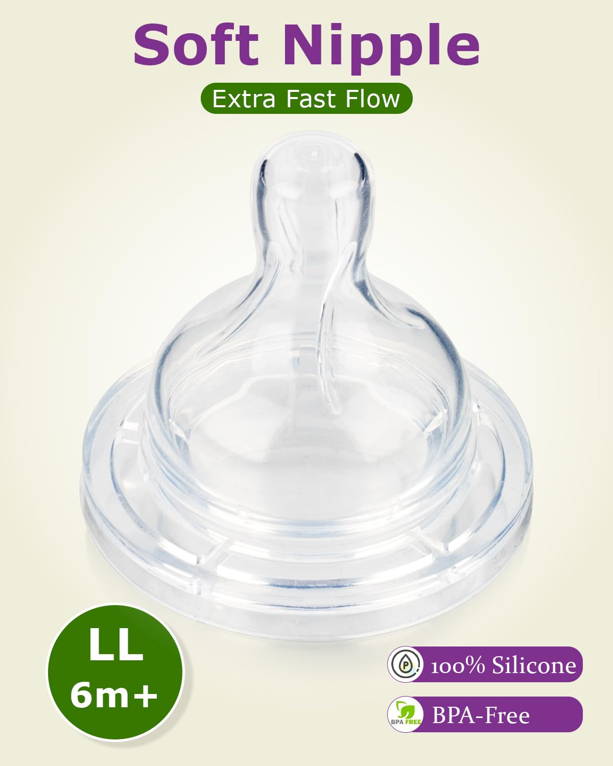 Joyfeed silicone nipple size 3 medium flow supports steady feeding