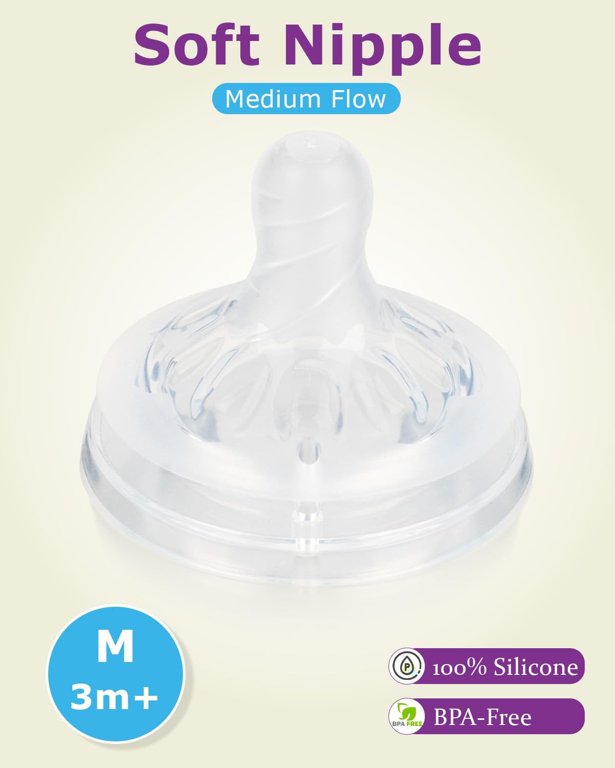 Joyfeed size 4 nipple on a Philips Avent bottle demonstrates mature flow