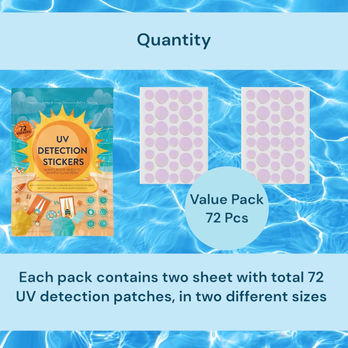Joyful Artistry UV stickers on skin patch stay water resistant during pool days.