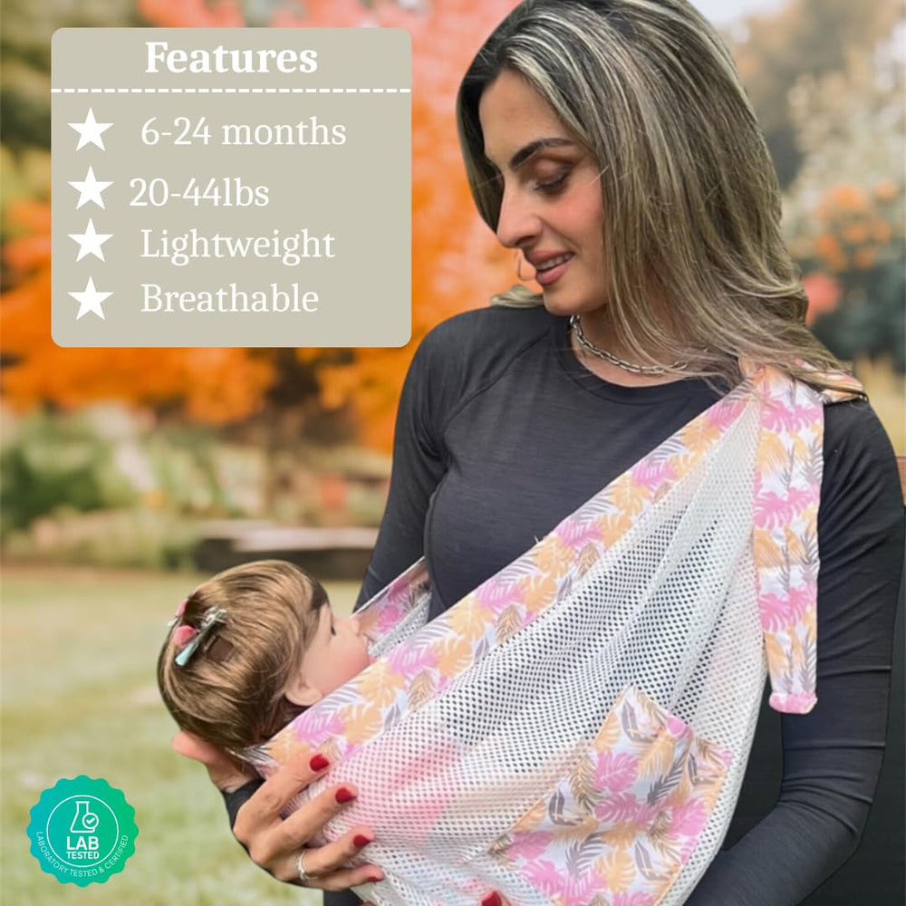 JOYFUL.BABY&CO soft breathable tropical-pink fabric keeps you and baby cool.