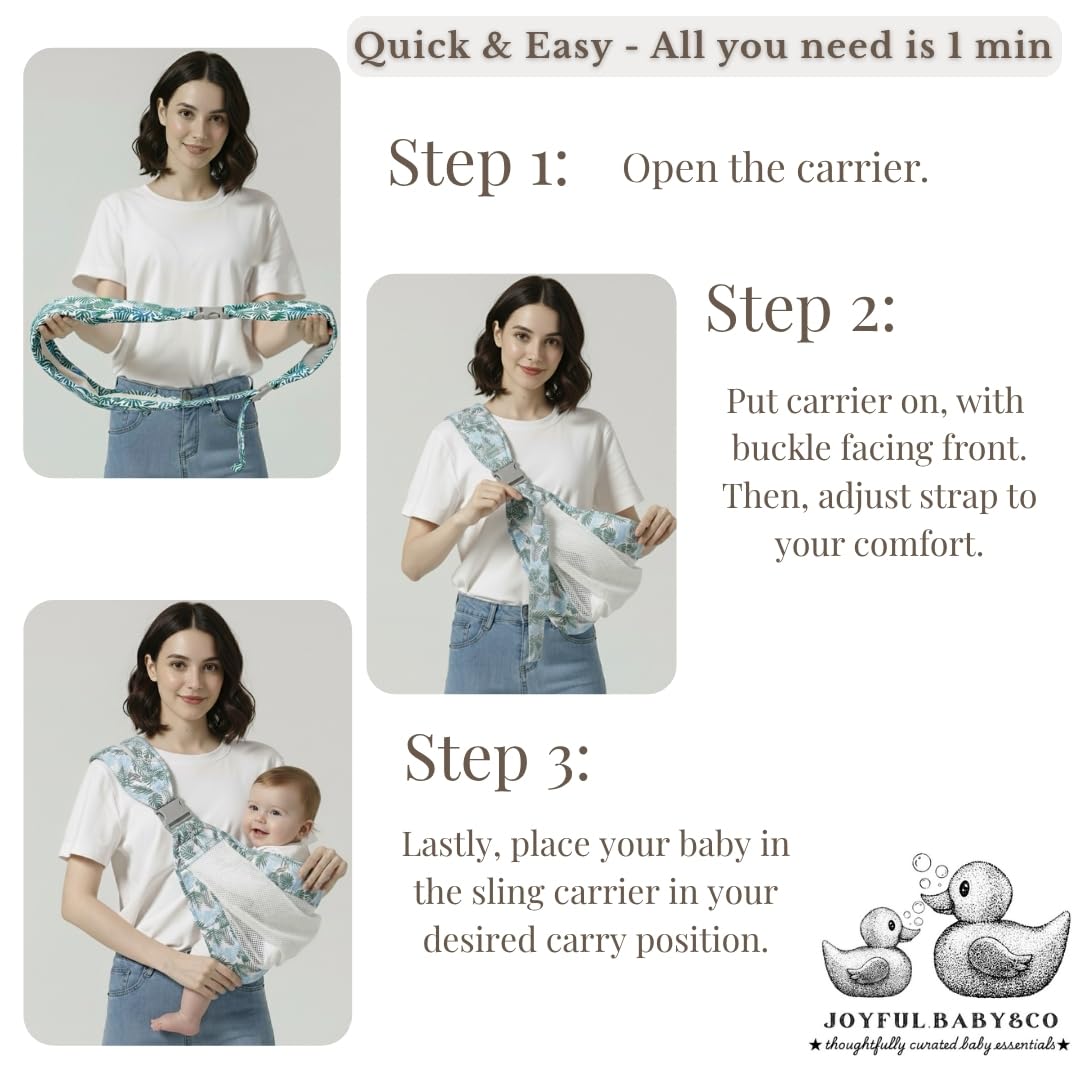 Joyful Baby Co adjustable shoulder for versatile fit for parents of all sizes