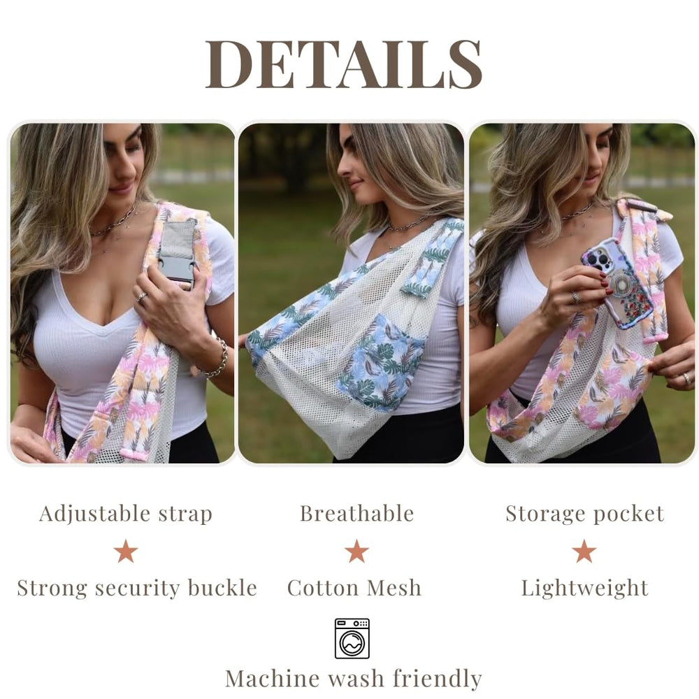 Joyful Baby Co hip-carry position allows convenient hands-free carrying