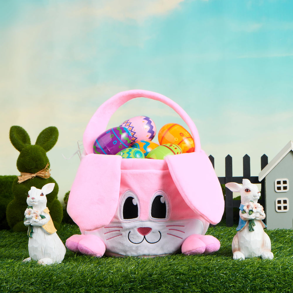 JOYIN 10.9x7.9x9.4-inch bunny basket suits Easter gifting and decor.