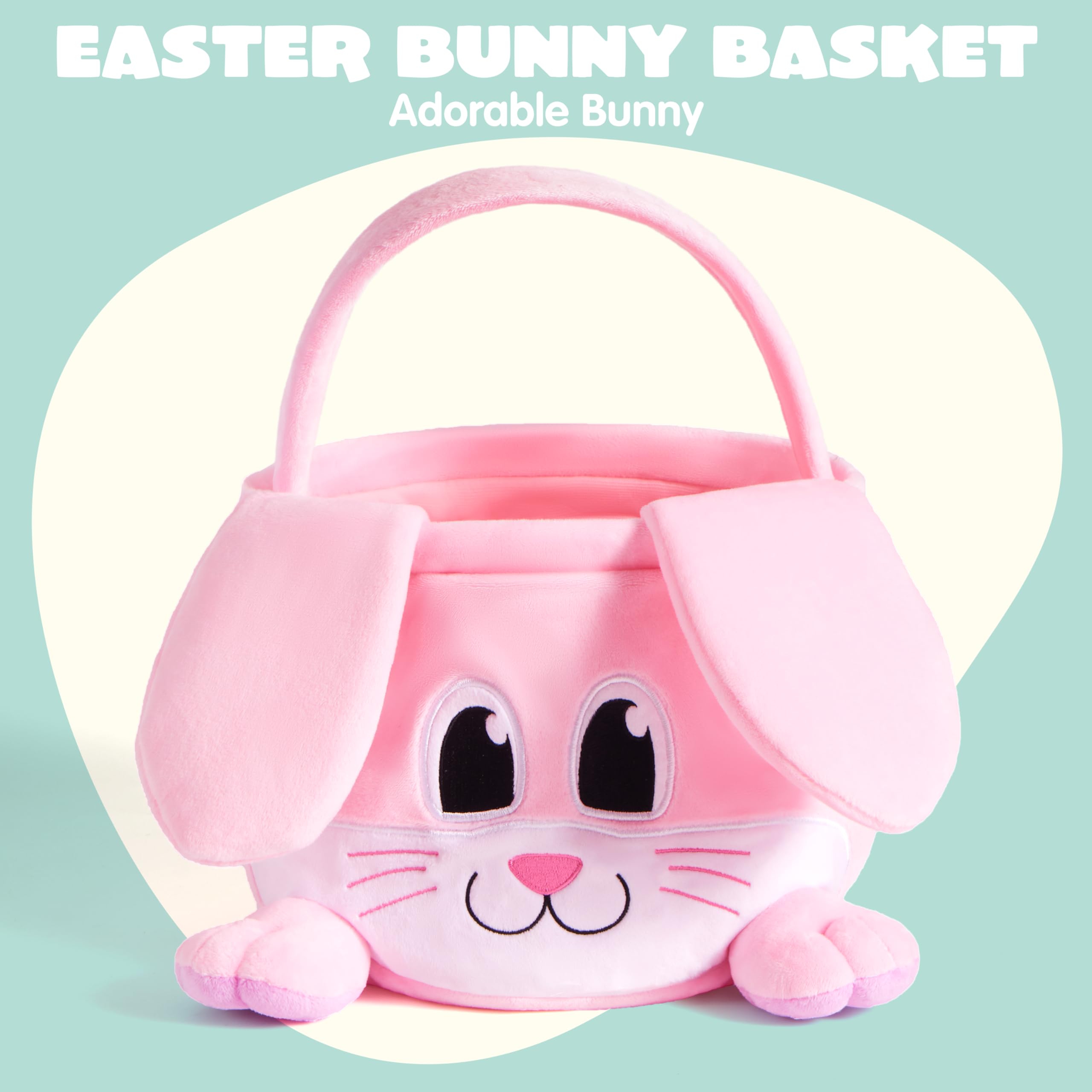 JOYIN pink bunny basket with foldable ears adds whimsy to Easter celebrations.