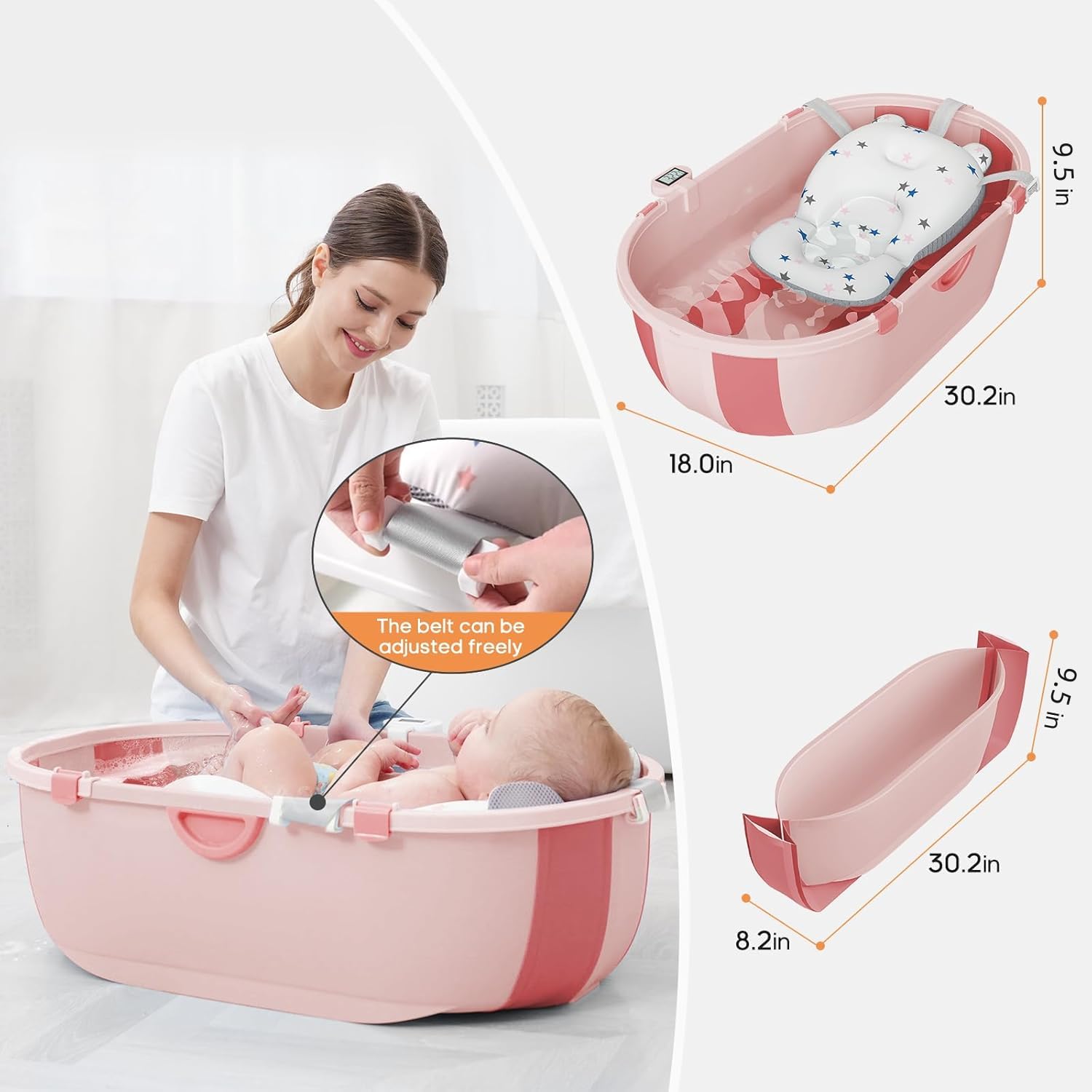 Joyingbaby tub drainage hole enables quick, hygienic water release