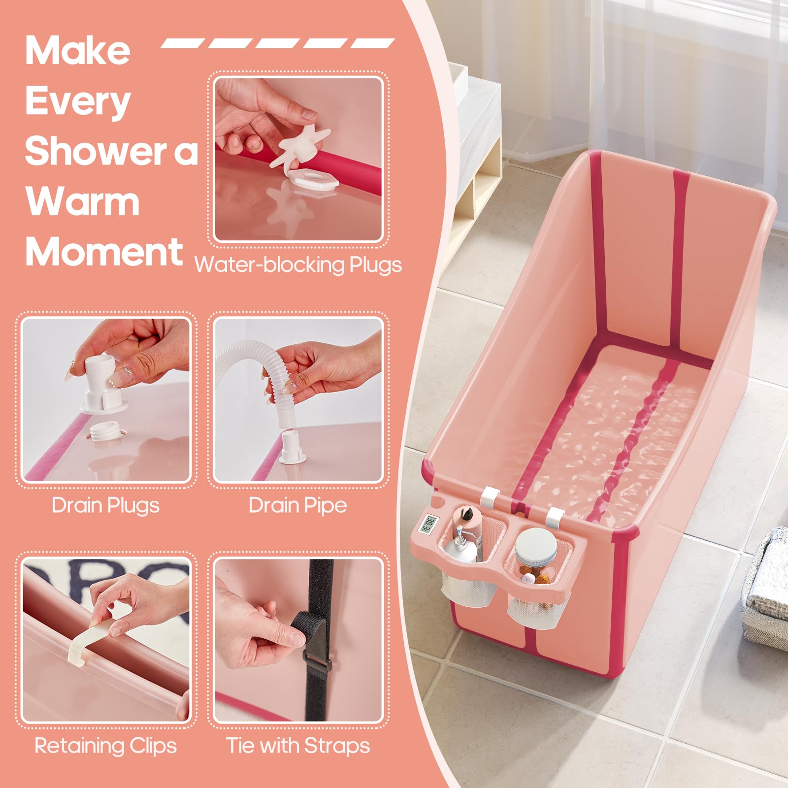 Joyingbaby bathtub thermometer display helps monitor water temperature