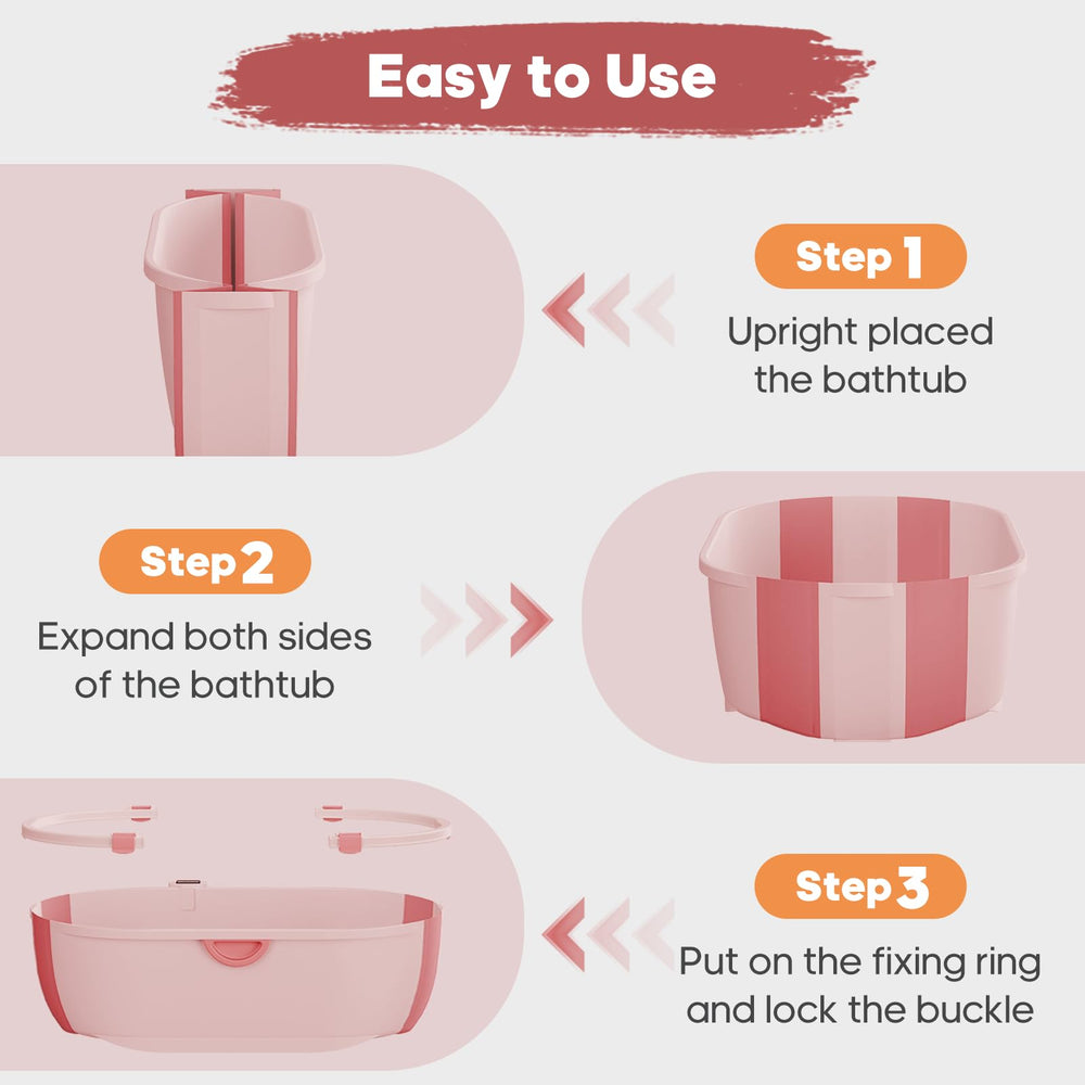 Joyingbaby collapsible bathtub opened and ready for use with cushion