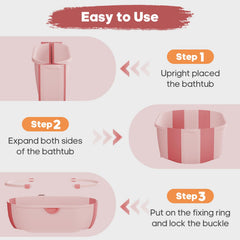 Joyingbaby collapsible bathtub opened and ready for use with cushion