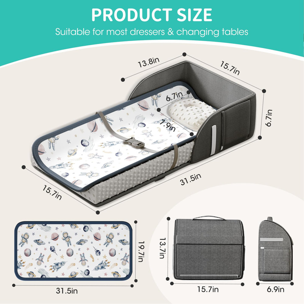 Joyingbaby dresser topper demonstrates compact, portable design for on-the-go changes.