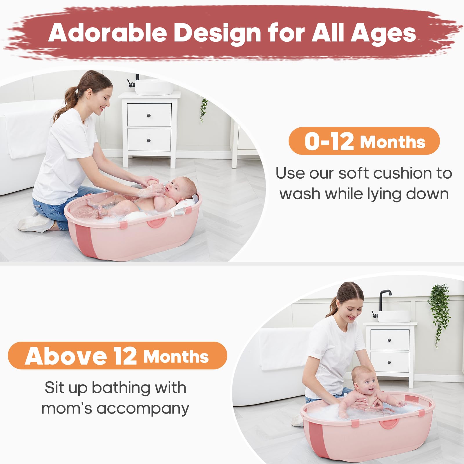 Joyingbaby large capacity tub minimizes refills during bath time