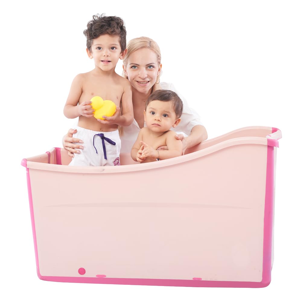 Joyingbaby large foldable bathtub folded for compact storage and travel convenience